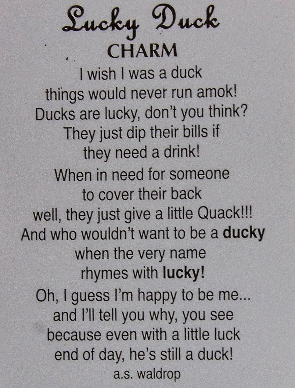 LUCKY DUCK Rubber Ducky CHARM Pocket Mini Figurine Good Luck Ganz Die Cast Metal