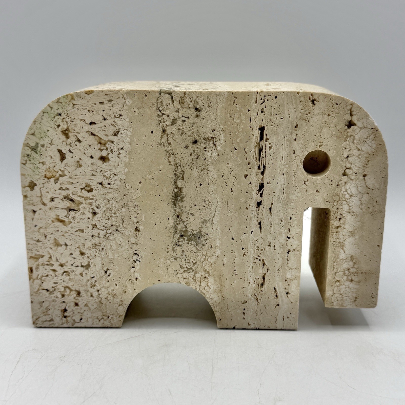 1970s Brutalist Travertine Elephant By Enzo Mari For Fratelli Manneli Italy /cb
