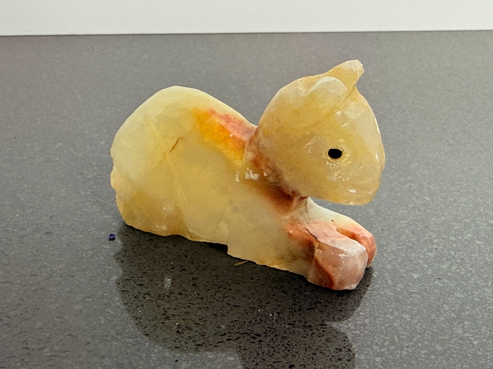 Opaque Yellow Onyx/Marble Cat Sculpture Figurine