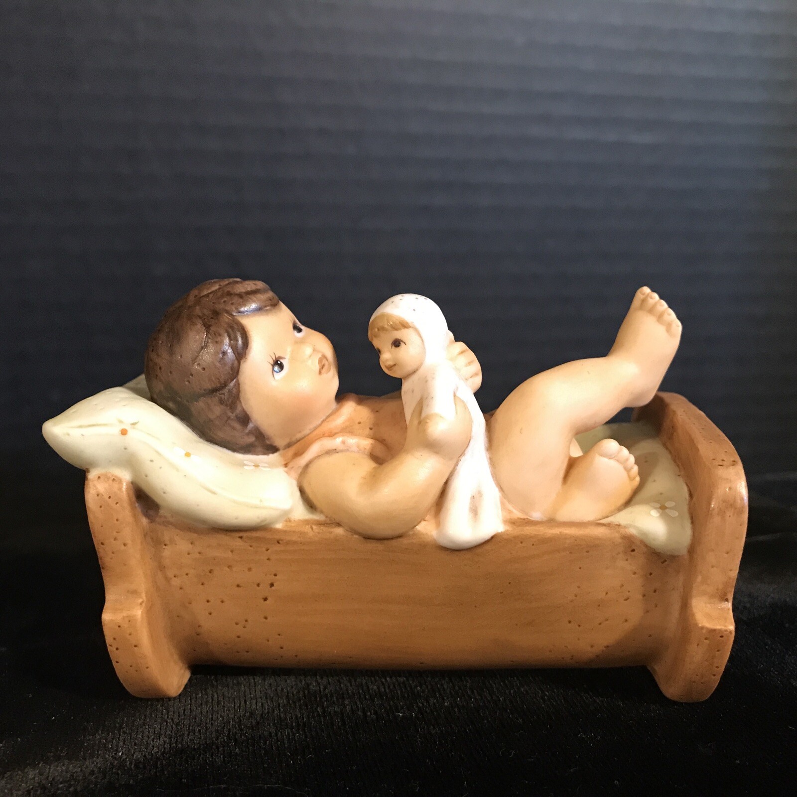GOEBEL NINA & MARCO FIGURINE- GIRL WITH DOLL IN BED-NEW IN BOX-3.25” TALL