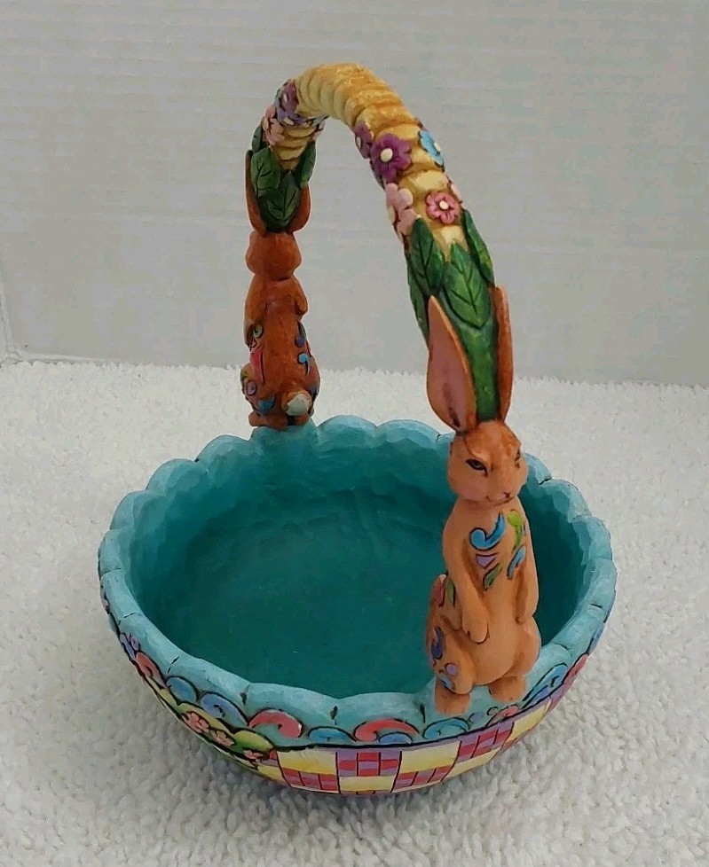 Jim Shore Easter Basket Hunting Eggs Finding Joy Heartwood Creek Enesco Bunnies