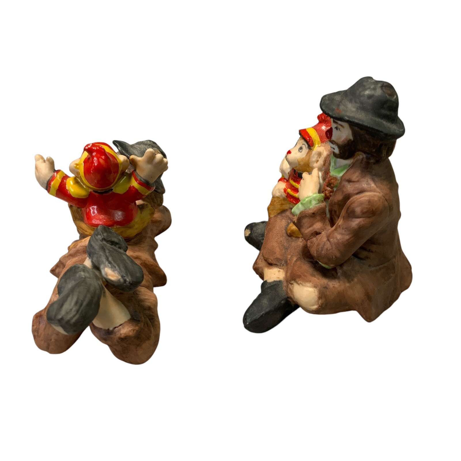 Vintage Emmett Kelly Jr Flambro Collection Clown Monkey Figurines 3.75in
