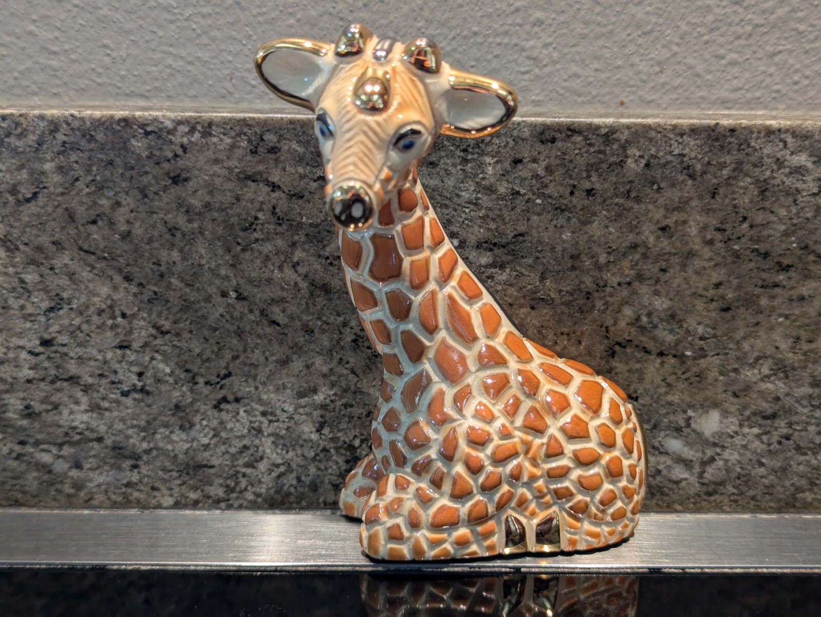 🦛🦒RINCONADA Artesania GIRAFFE HIPPOPOTAMUS Rinca Gold Figurine Uruguay Lot