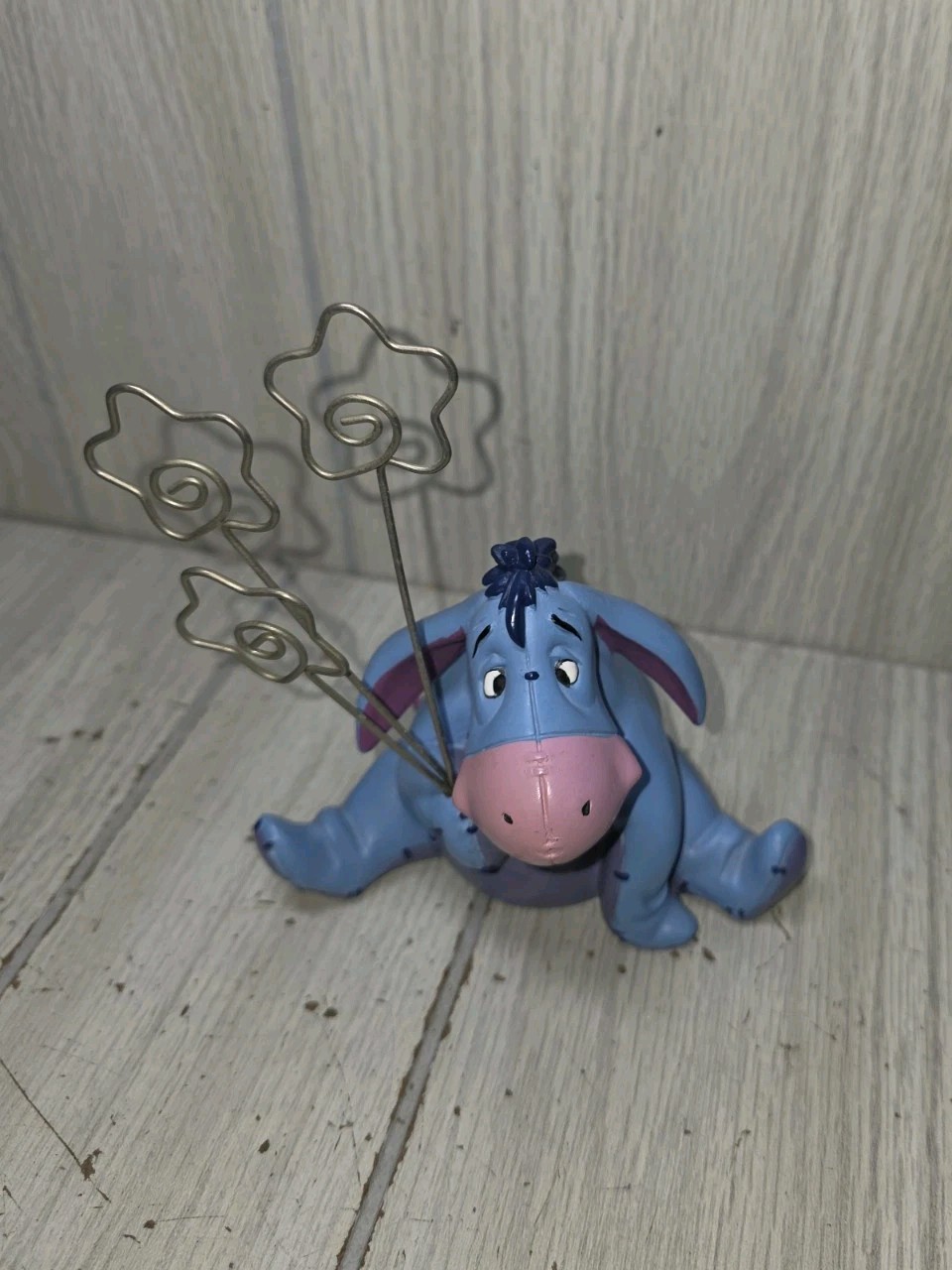 Vtg Eeyore Wire Flower Picture Display Business Card Holder Dest Decor