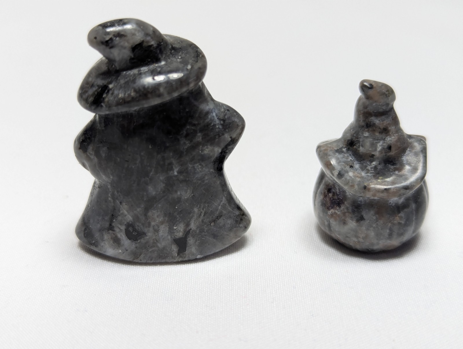 Hand Carved Pumpkin & Ghost Pocket Statue Healing Stone Halloween Crystal Lot x2
