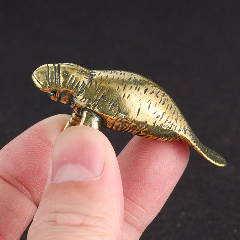 Brass Manatee Figurine Statue Home Office Table Decoration Animal Figurines Toys