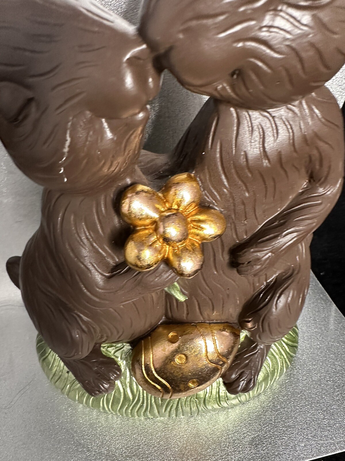 LARGE Easter Chocolate bunnies Golden eggs statue figurine Martha Stewart