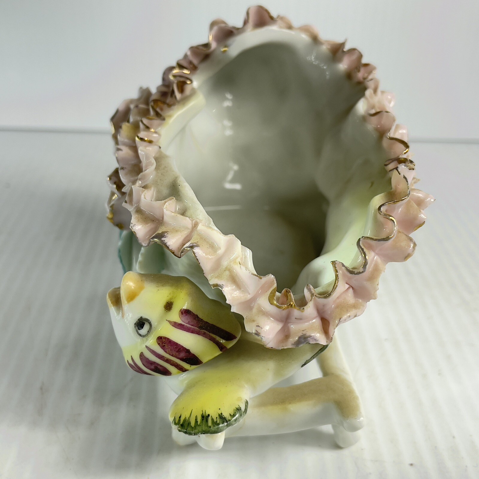 Porcelain Cart With Roses and a little Bird