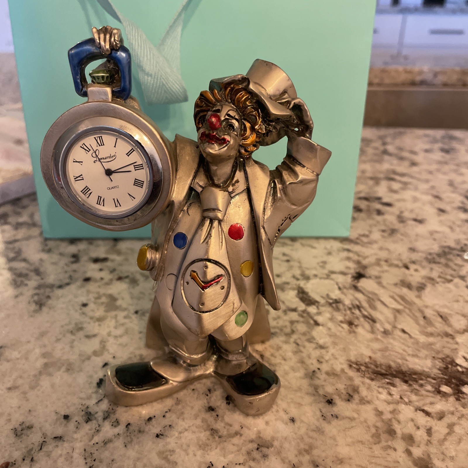Argenti Sterling Silver Italy Clown Figurine Clock 925