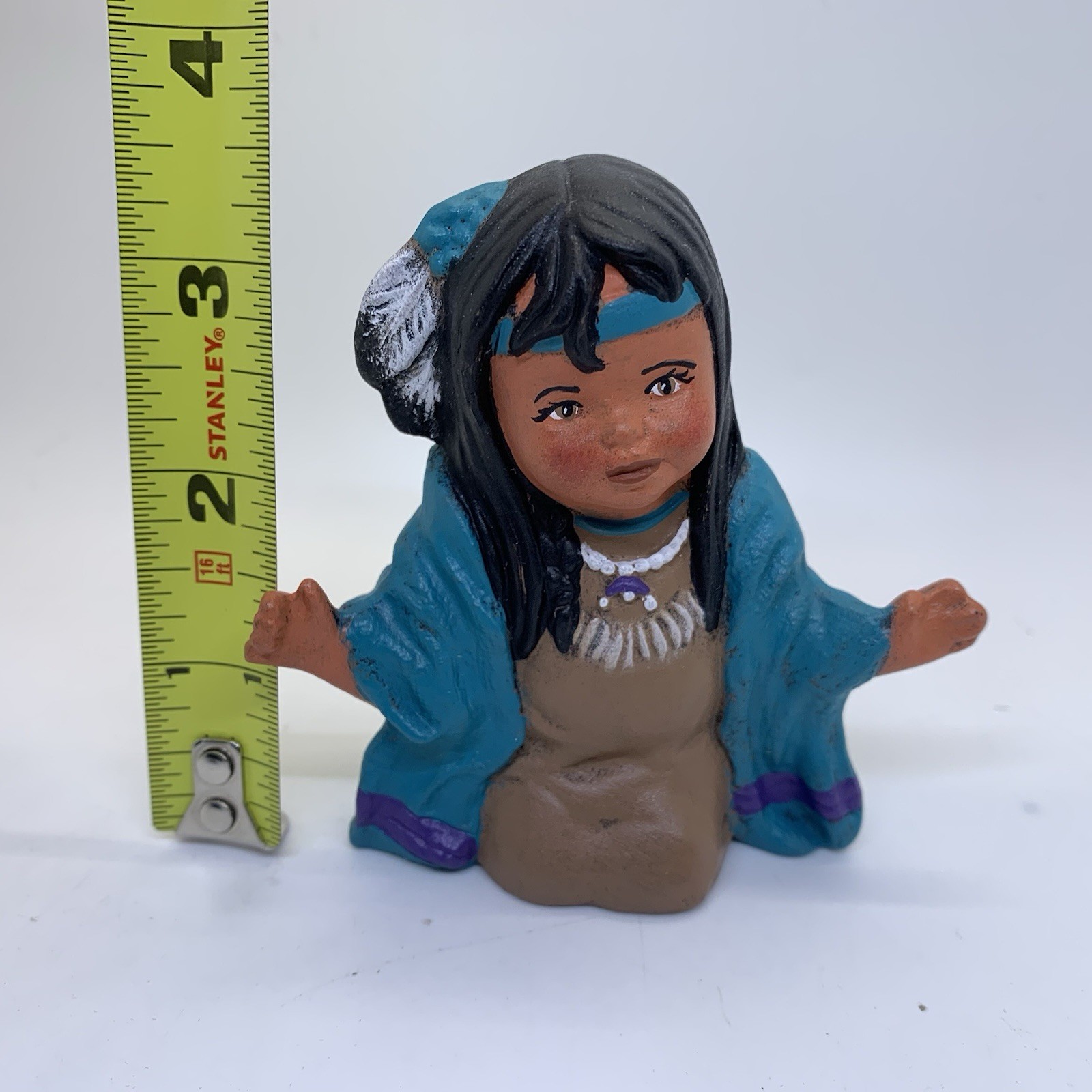 Vintage Native American Indian Girl Figurine Hand Painted 3.5”