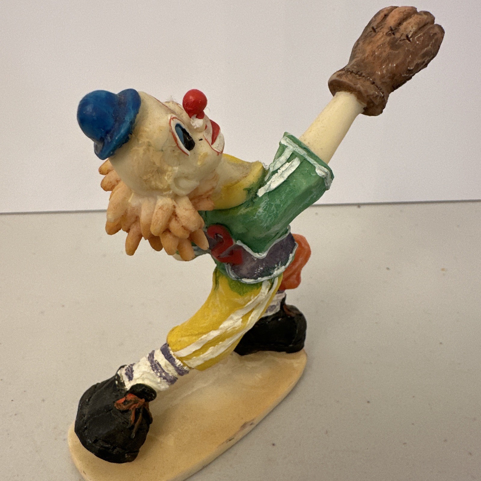 Vintage Set Of 3 Sports Clowns Baseball Soccer Resin 4”