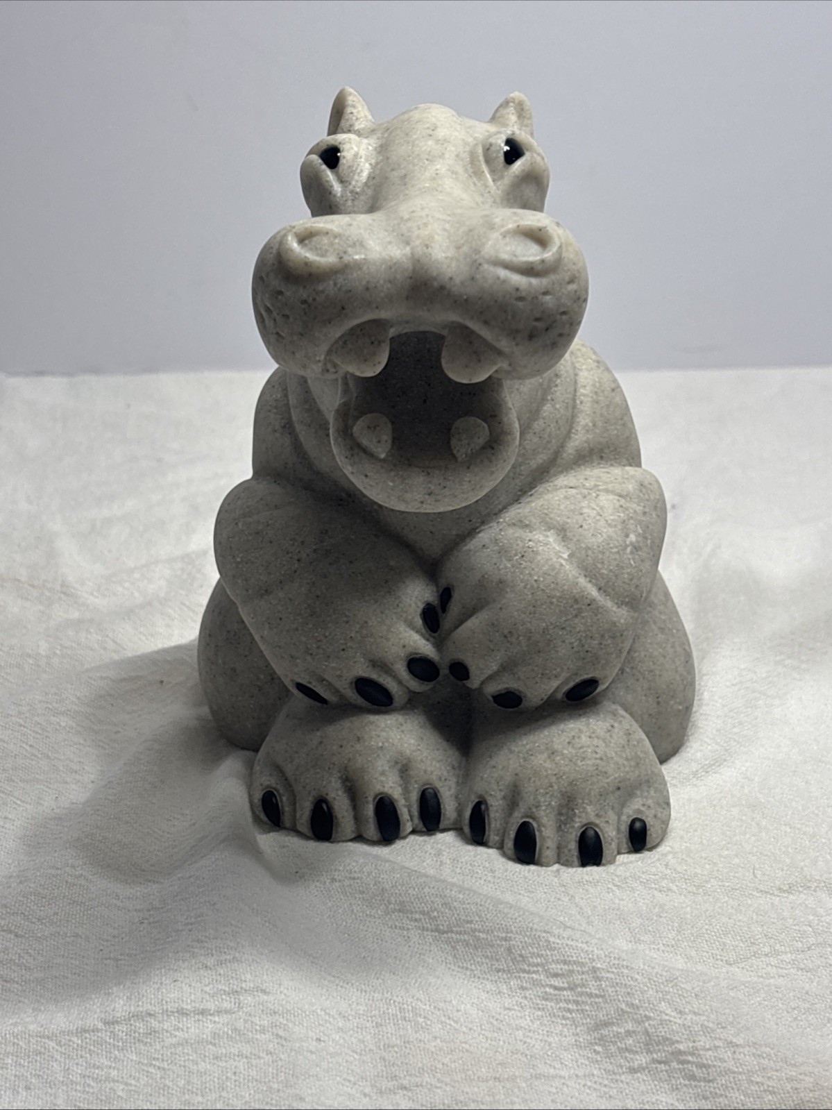 Quarry Critters Stone Harry Hippo-2000-Sculpture Second Nature Design-6”tall