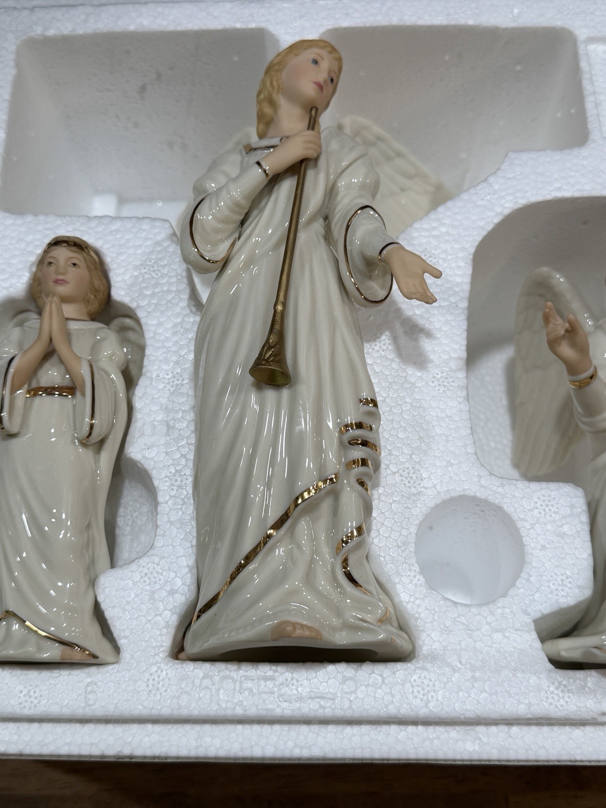 Lenox Nativity China Classics Angels of Adoration Set of 3 Angels Exaltation
