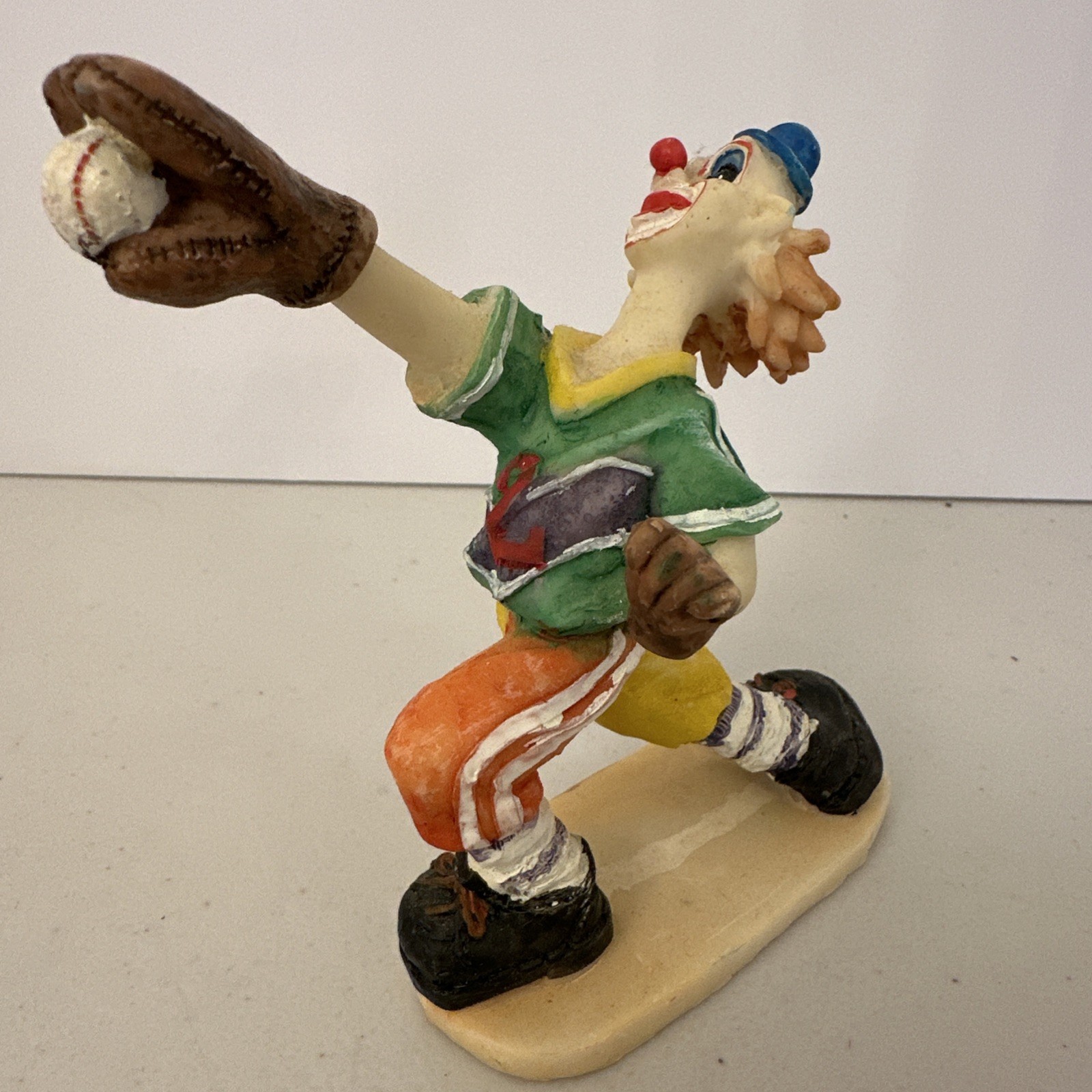 Vintage Set Of 3 Sports Clowns Baseball Soccer Resin 4”