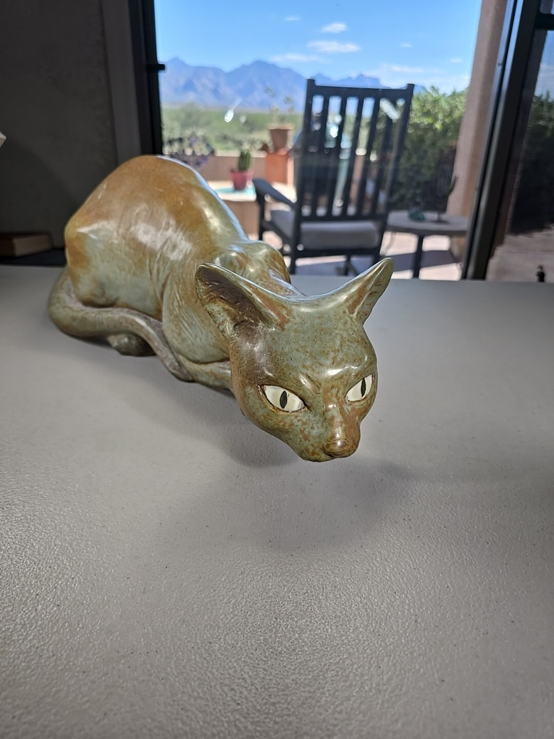 LLADRO #12001 “Cat” Gres Finish, Retired In 1975, 16.5″ LONG – REPAIRED READ
