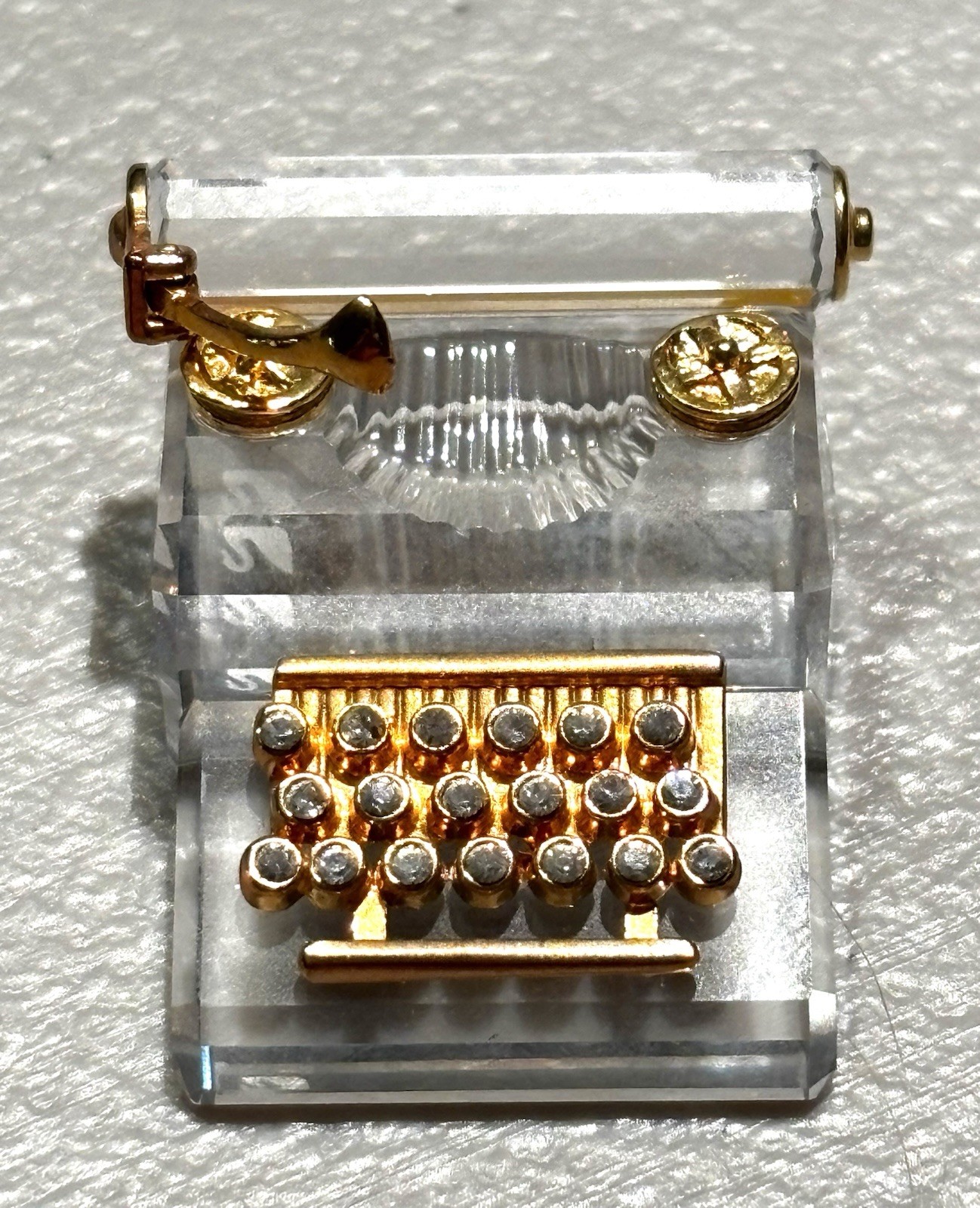 Swarovski Crystal Memories Typewriter faceted crystal w 18k gold-plated metal
