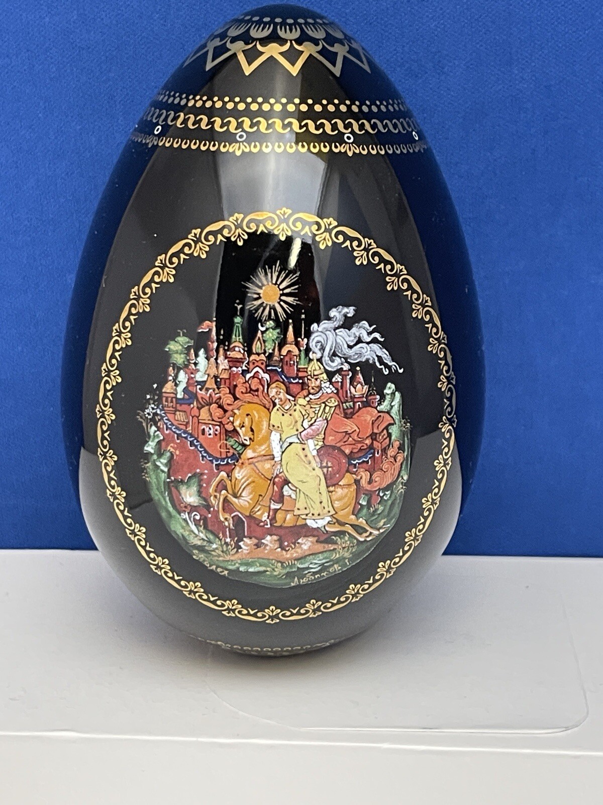 RUSSIAN FAIRY TAIL PORCELAIN EGG SIGNED NUMBERED & SMALL UNMARKED EGG