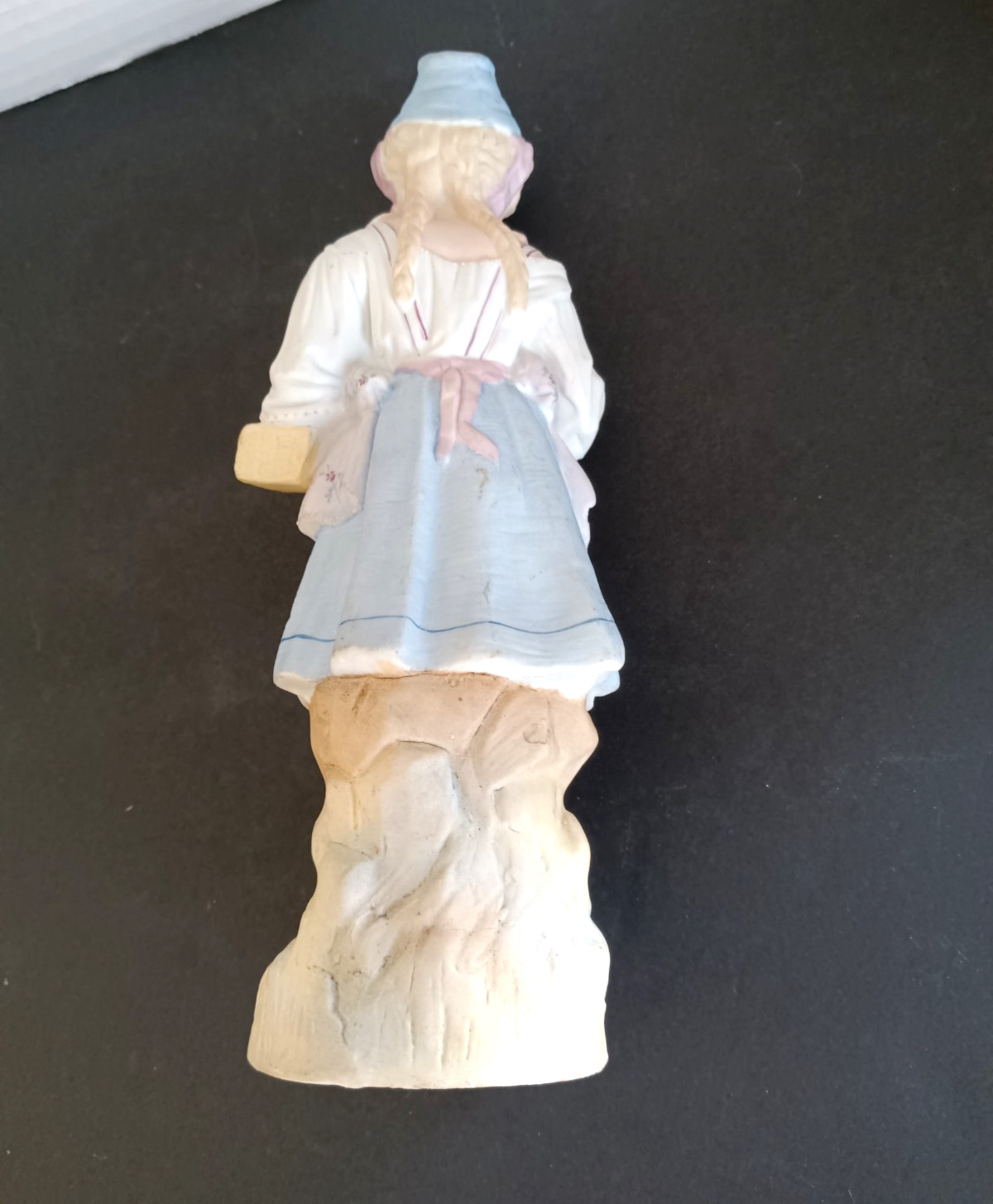 Vintage Woman With Bird Figurine #47 Porcelain Bisque 9″ Homesetead Farmhouse