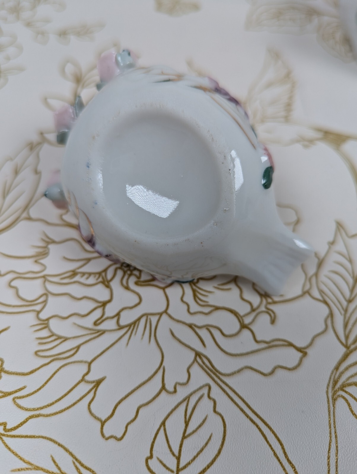 Swan Ashtray & Trinket Dish Japan Gold Accent Flowers Set Of 2 Porcelain Vintage
