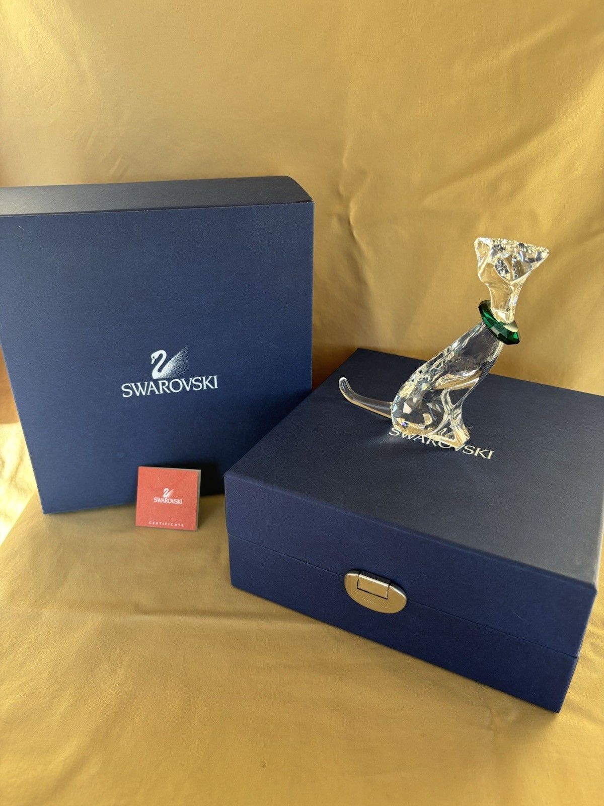 Swarovski Crystal #289478 The Cat with Green Collar Figurine
