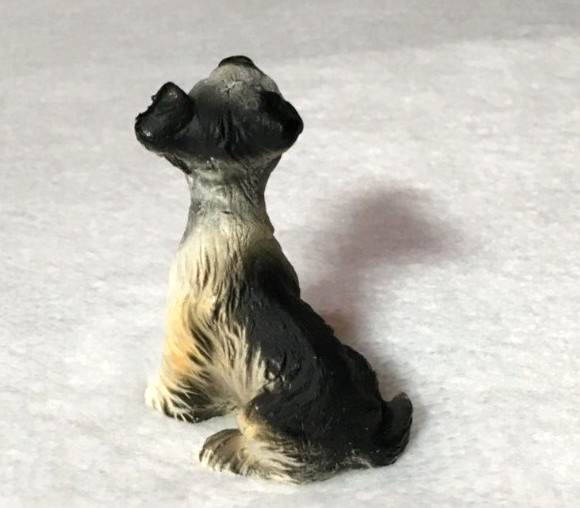 Vintage Sitting Schnauzer Dog Mini Resin Figurine 1.25 x 1.75″ Tall