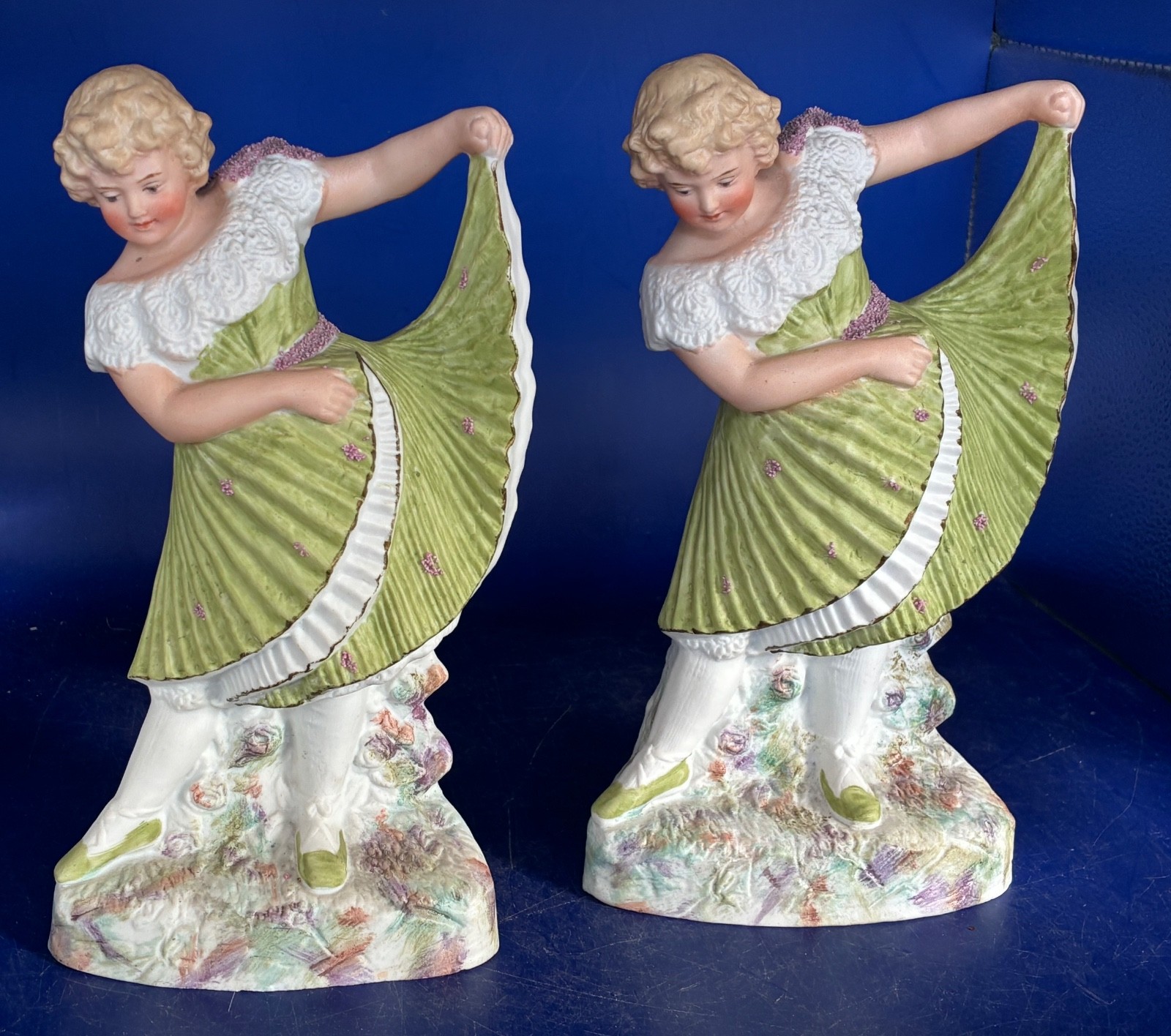 Pair of 6 1/2″ Antique Gebruder Heubach Dancing Girls
