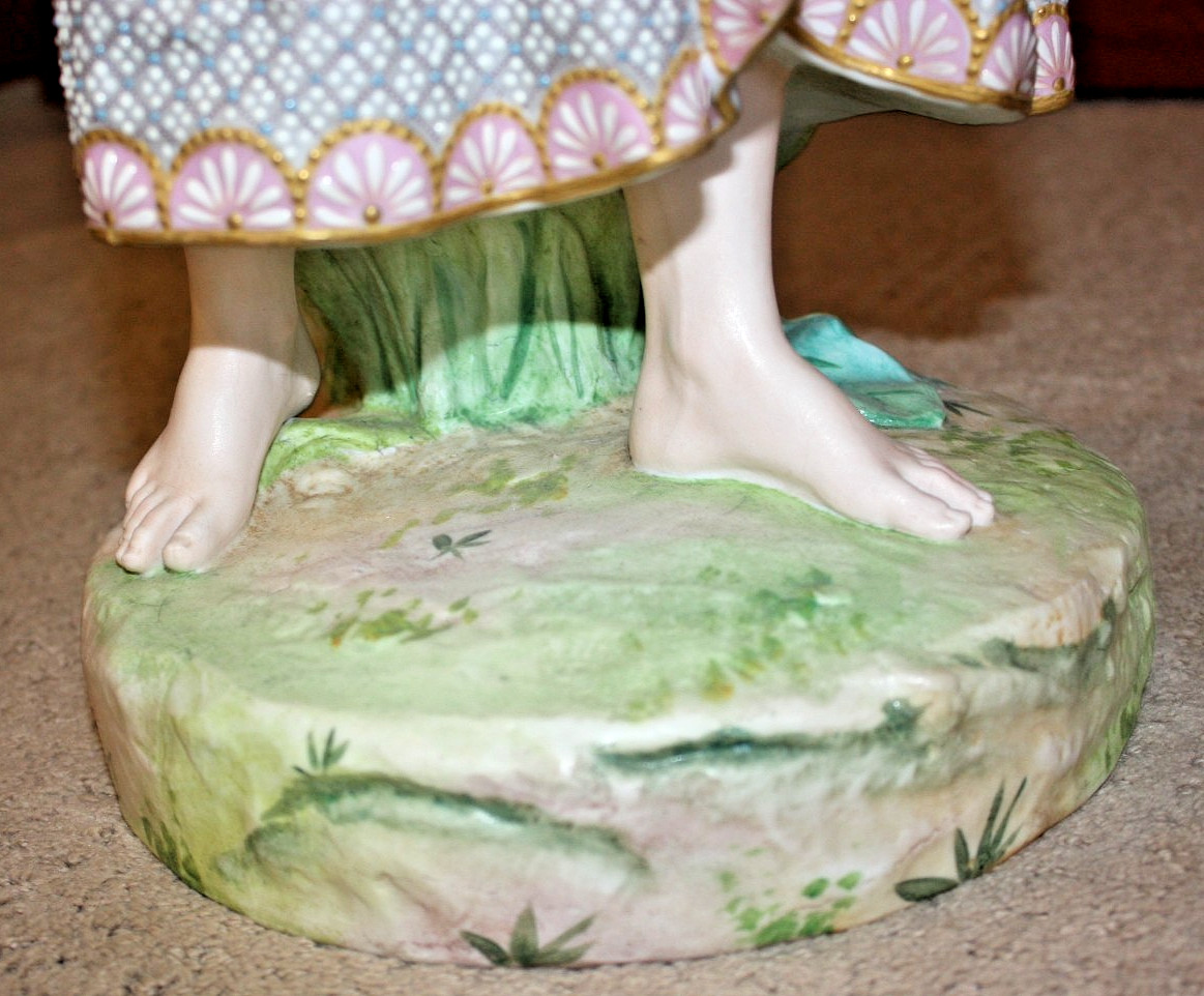 Vion & Baury Antique French Bisque Porcelain Large Statue Set Woman & Man EUC
