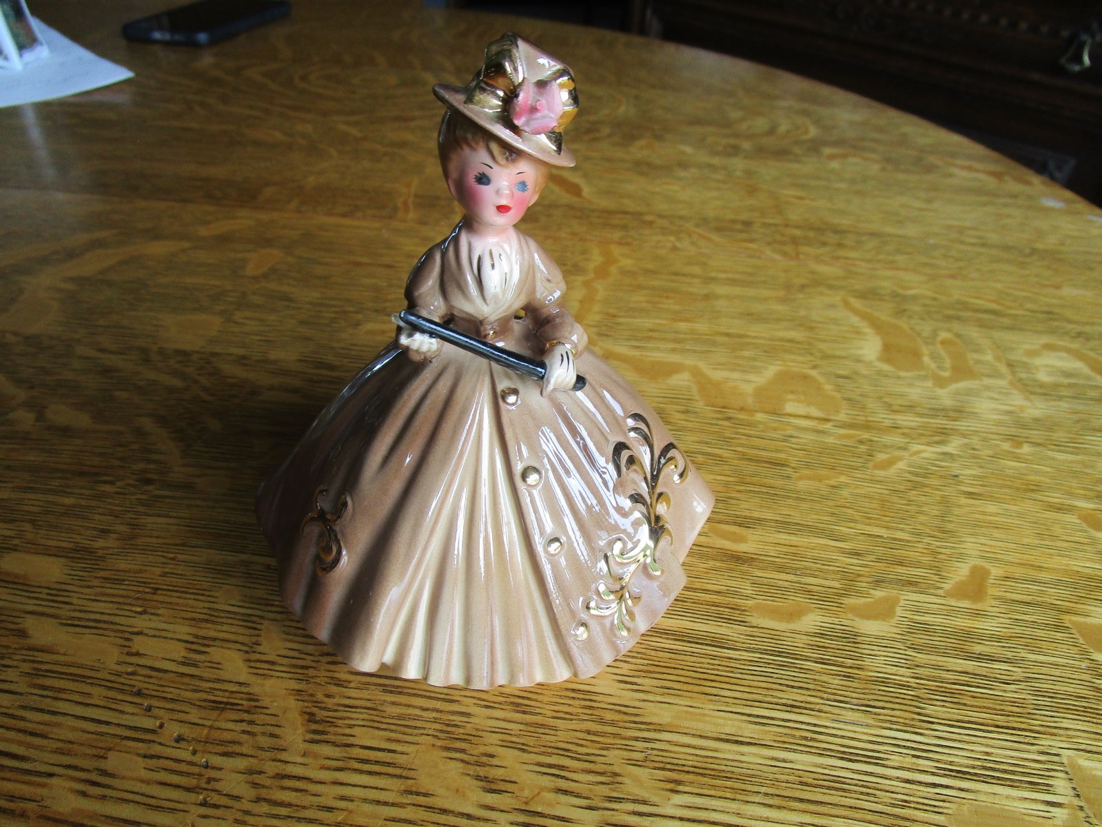 Vintage Josef Originals Holiday in England Lady in Brown & Gold Dress Figurine