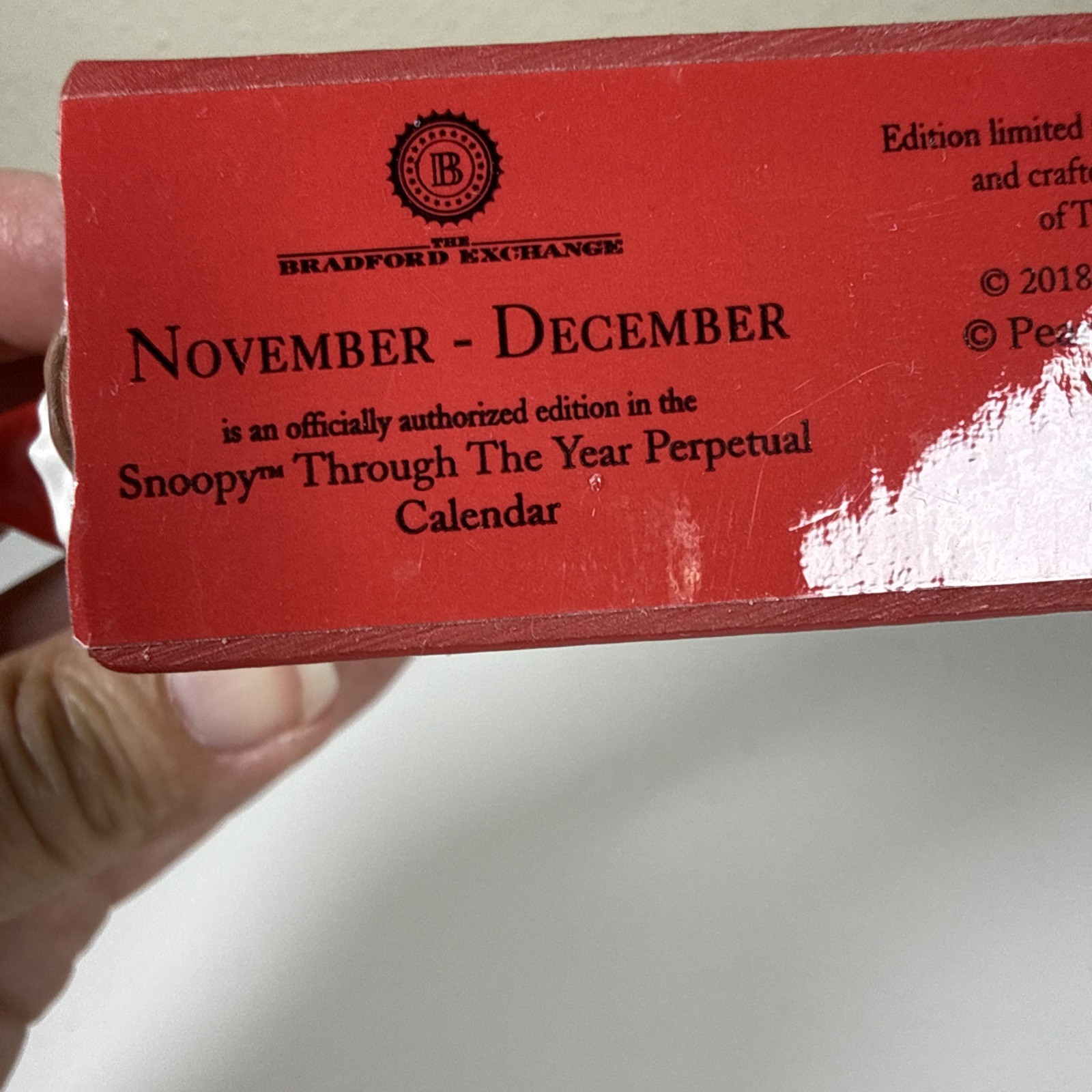 Peanuts Snoopy December Perpetual Calendar Bradford Exchange Woodstock Reindeer