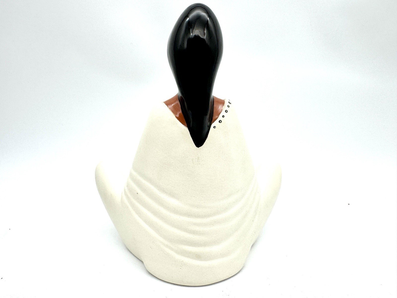 Signed Southwest Ceramic Figurine — Seated Native Woman w/ Chili Peppers -Lynn