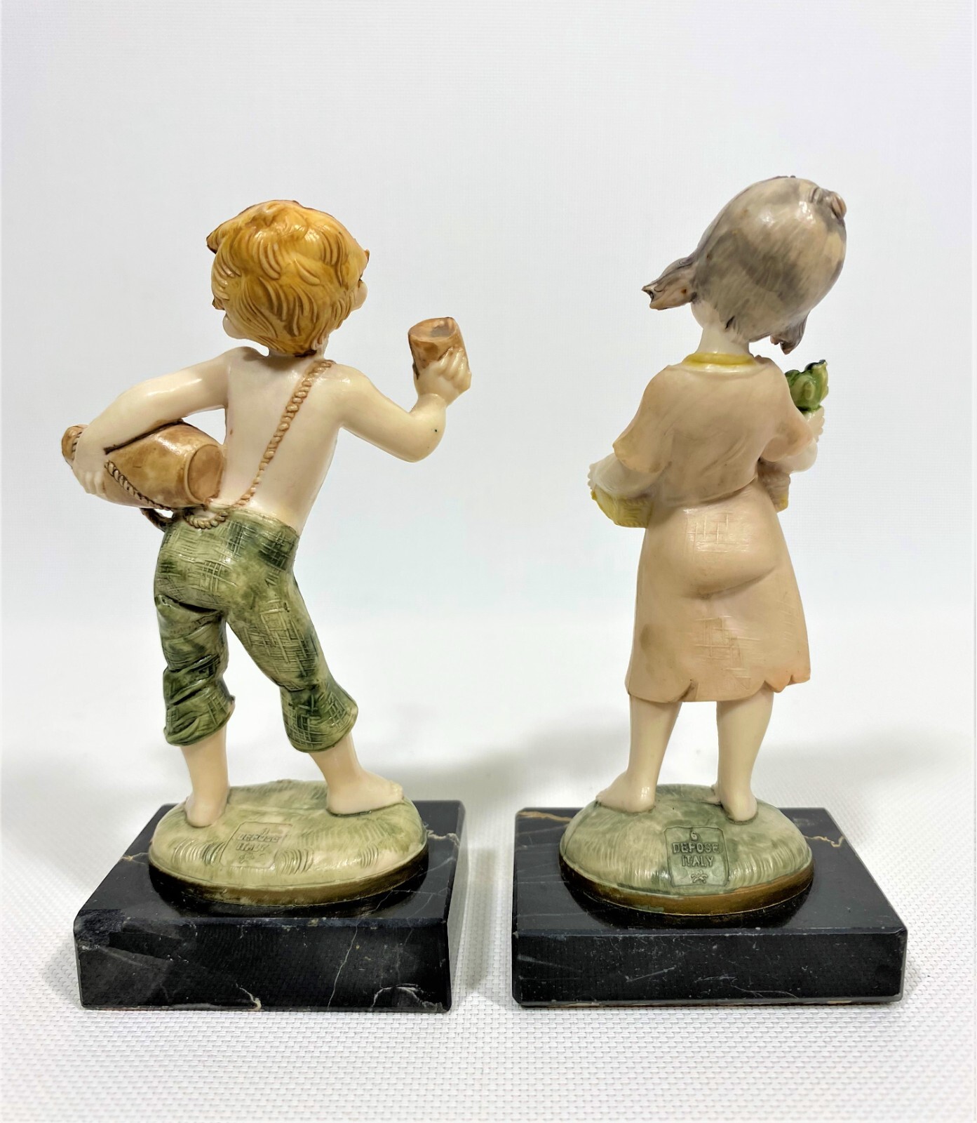 FONTANINI DEPOSE Polymer on Marble FLOWER GIRL / WATERBOY / NEOCLASSICAL GIRL