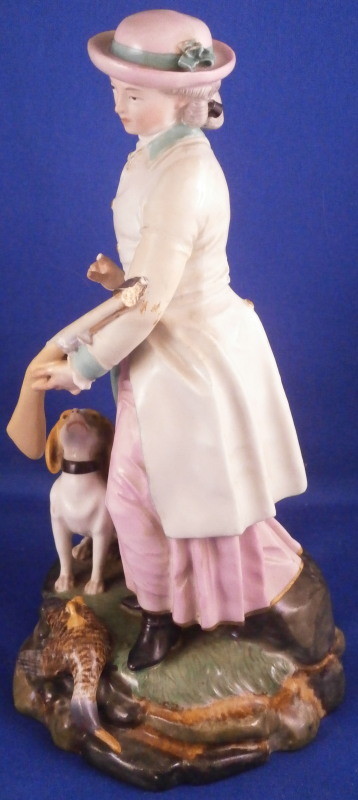 18thC Hoechst Porcelain Huntress w/ Dog Figurine Figure Porzellan Figur Höchst