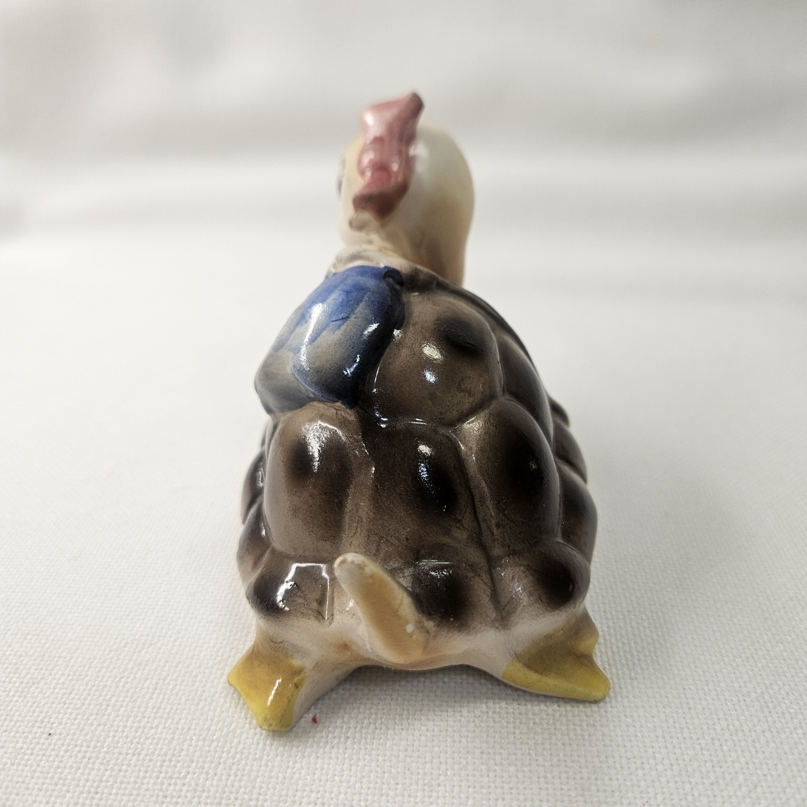Vtg Anthropomorphic Ceramic Turtle Girl Figurine Backpack Made in Japan 3×4″