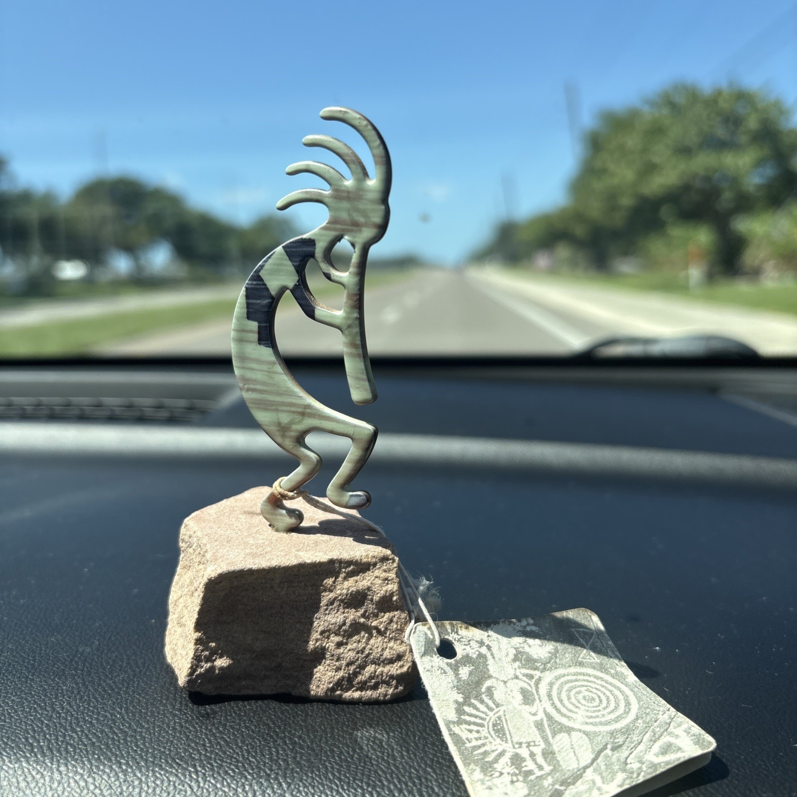 Lazart Kokopelli Metal Figurine On Solid Rock Base 3.5”