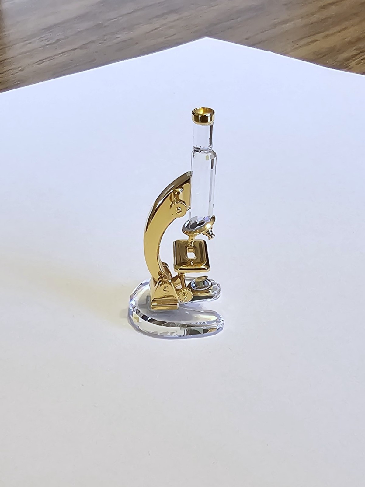 🔬 Swarovski Crystal MINI 2001 Times Past, Gold Plated, Microscope Figurine, NIB