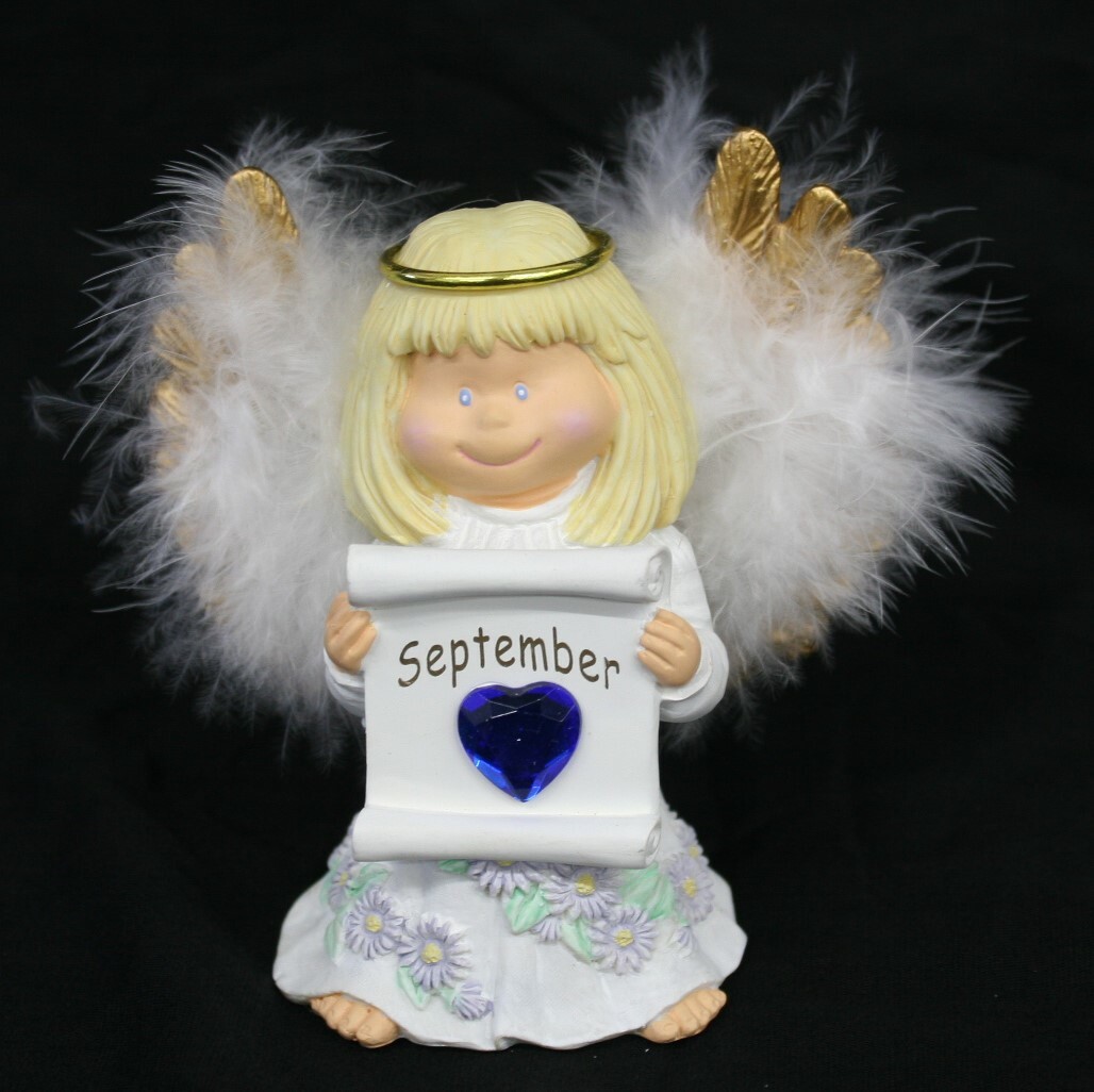 Angelic Wishes ANGEL of the Month Figi Figurine SEPTEMBER Blue Sapphire HEART !