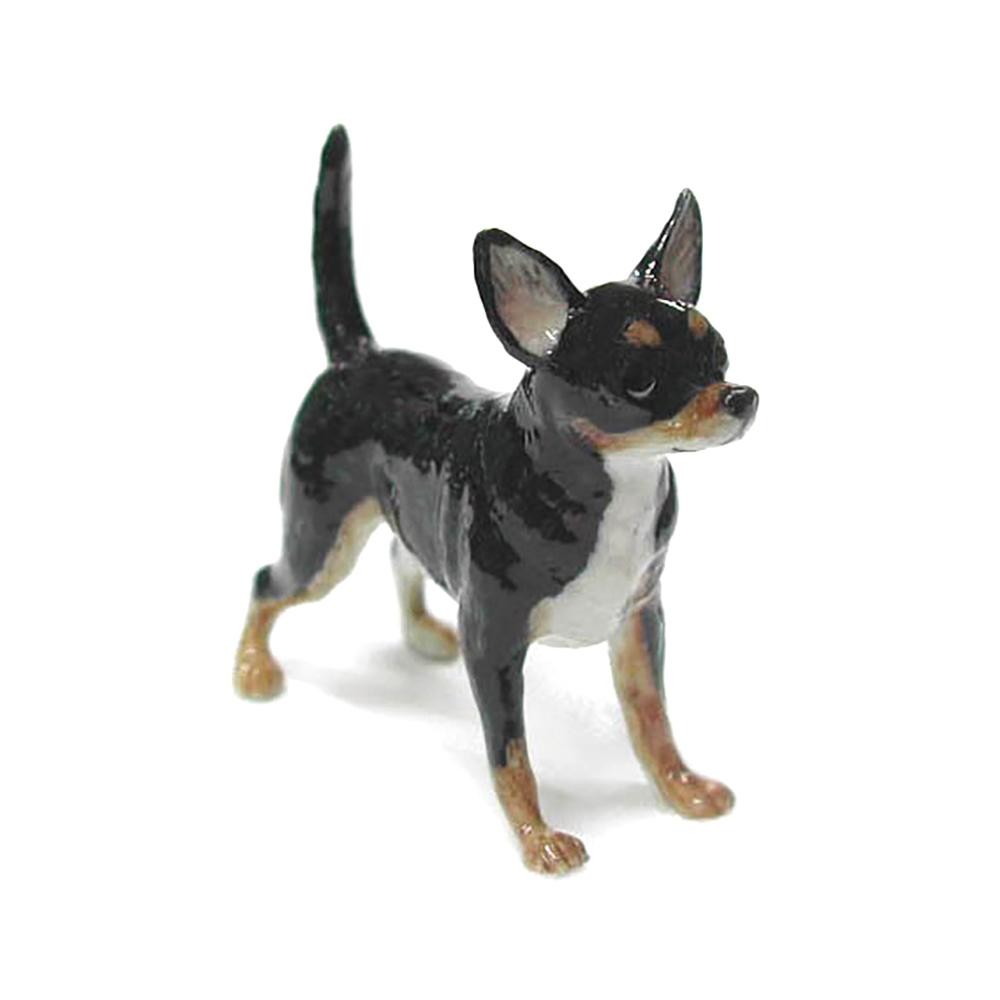 Northern Rose Dog Animal – Black & Tan Chihuahua – Miniature Porcelain Figurine
