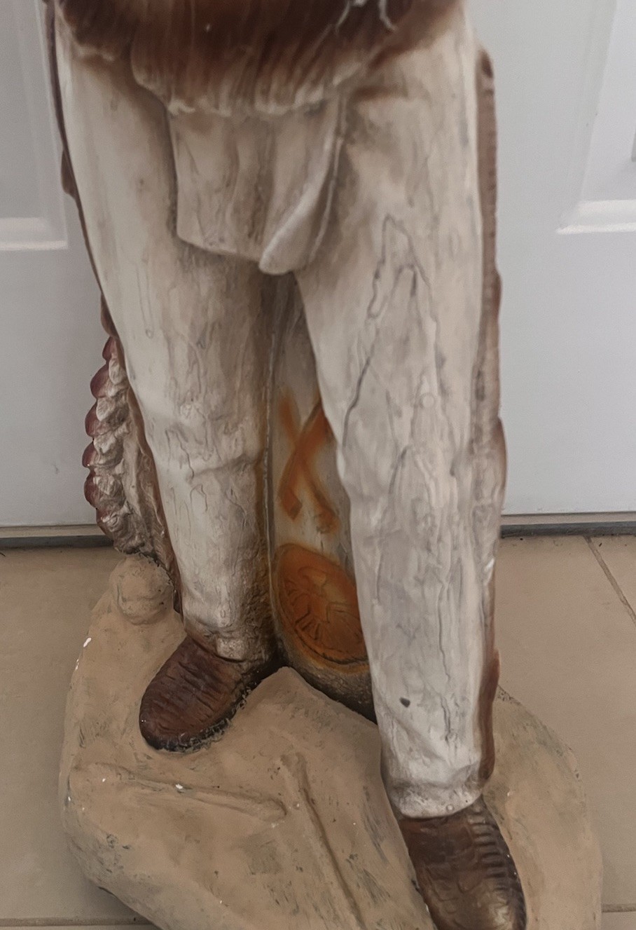 Large 30” Vintage Native American Chief Statue Multicolor Resin/chalkware
