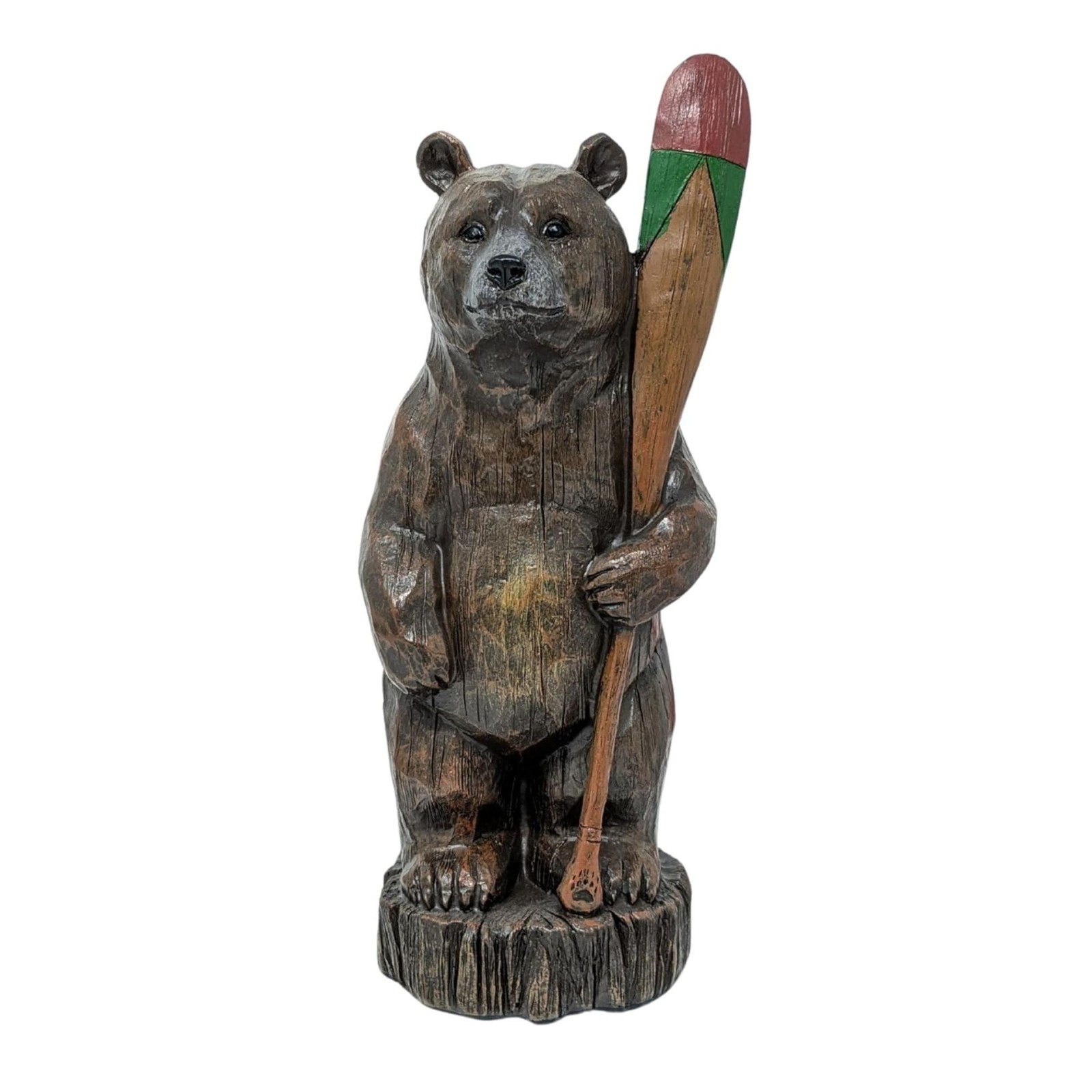 Standing Bear with Paddle Figurine – Statue for Cabin or Lake House Décor