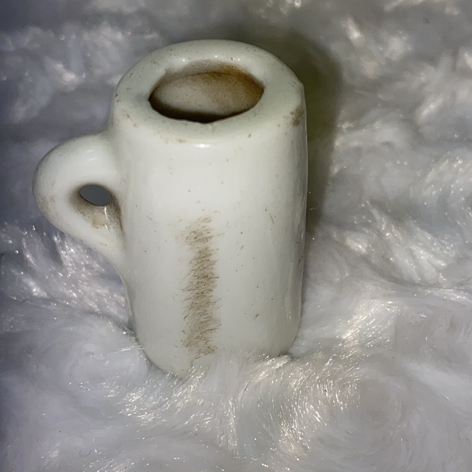 Miniature Beer Mug Reads Here Is My Regards Porcelain Worn & Aged Great Patina