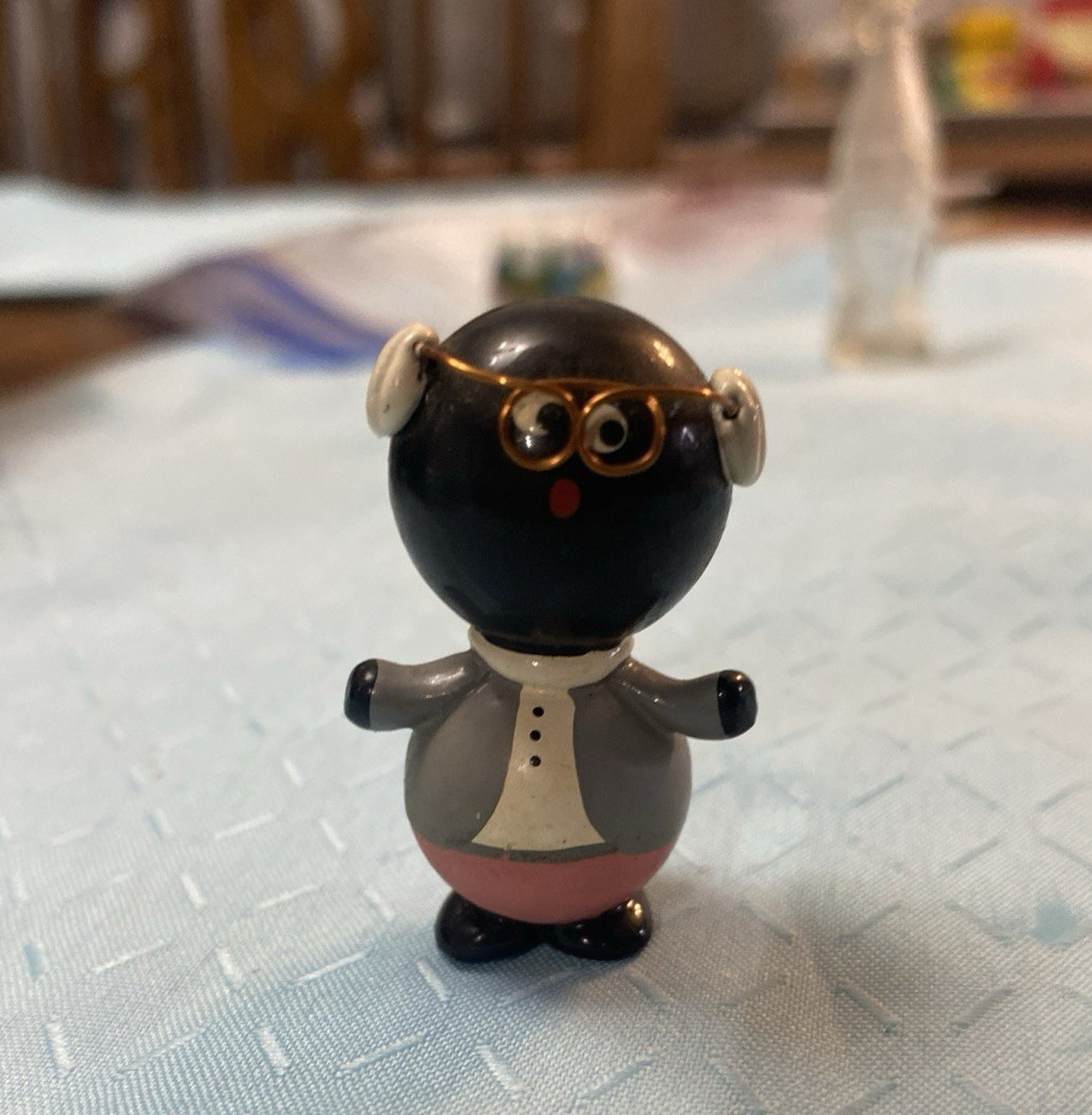 Brushart Marbles Man with Glasses Black Gray Pink Adorable Handmade in Chile