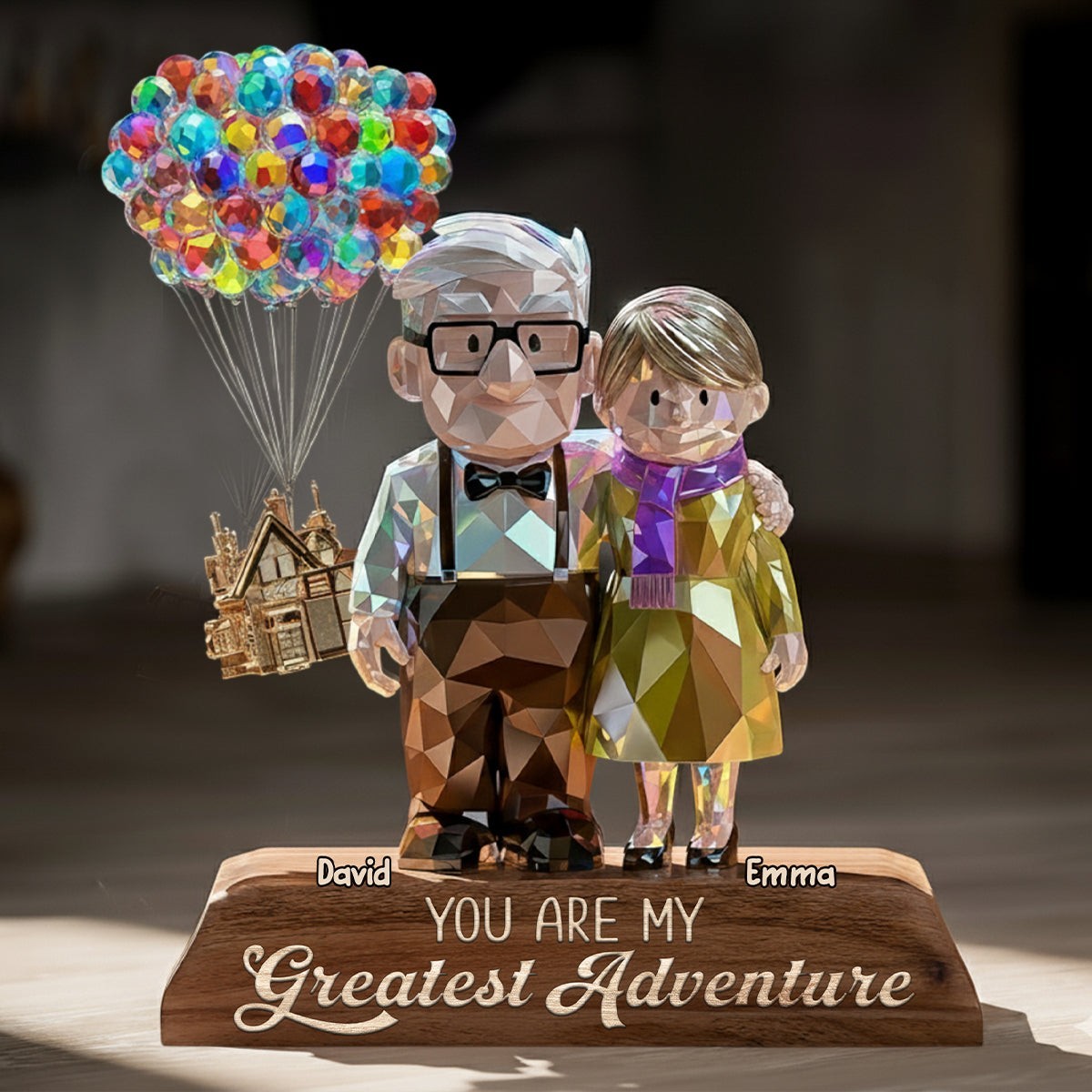 Personalized Carl Ellie Up Couple Family Acrylic Plaque Wooden Block Desk Decor