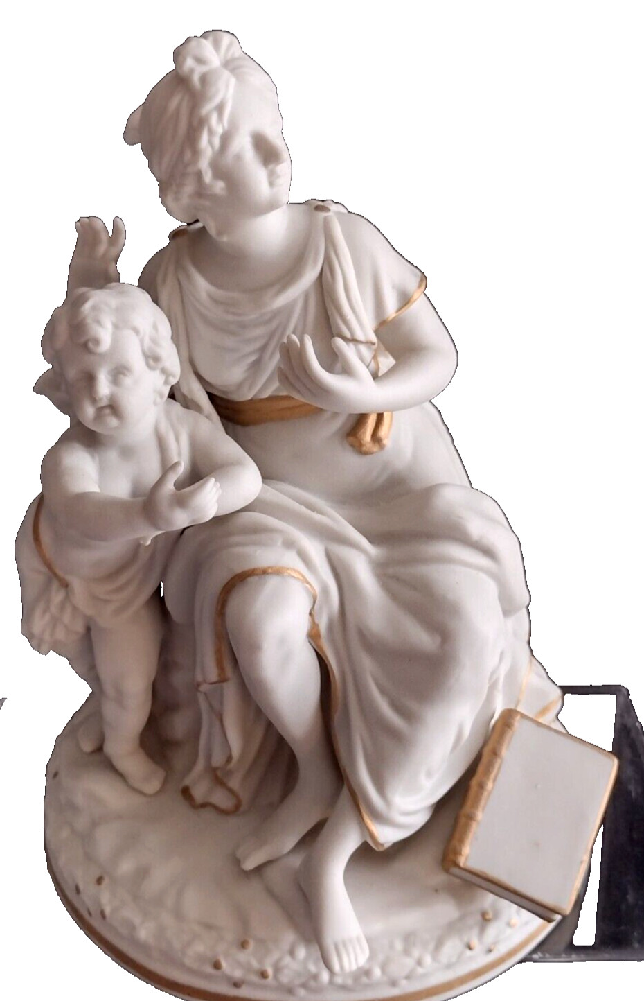 Rare Vtg Parian Mother Woman Child Flowers 8″ Bisque Ceramic Art Andrea by Sadek