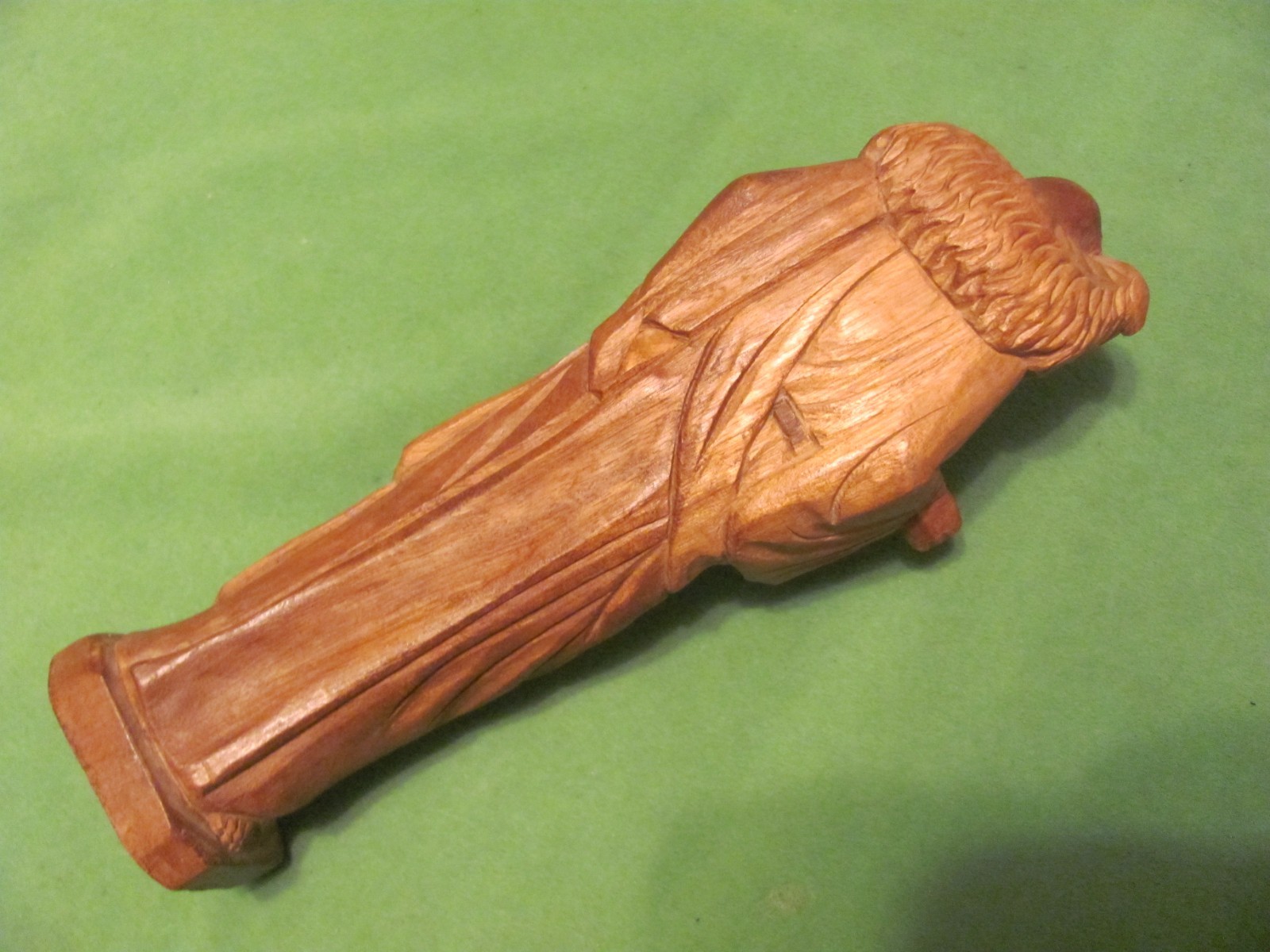 Vintage Hand Carved Wood Figurine of Jesus Carrying Baby Lamb, 12″ Tall.