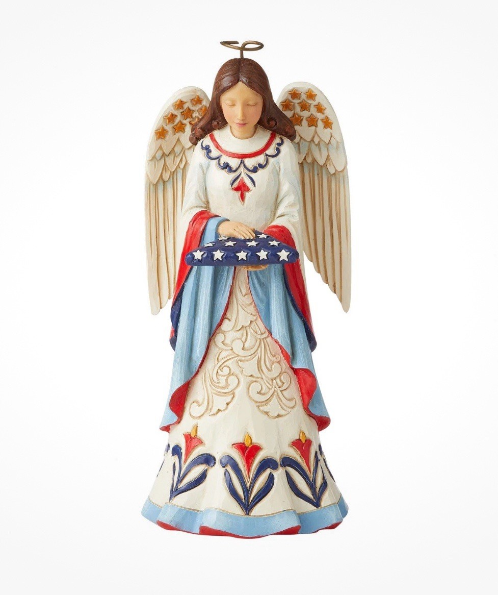 Enesco Jim Shore Patriotic Angel Figurine 7″ Heartwood Creek Folded Flag & Star
