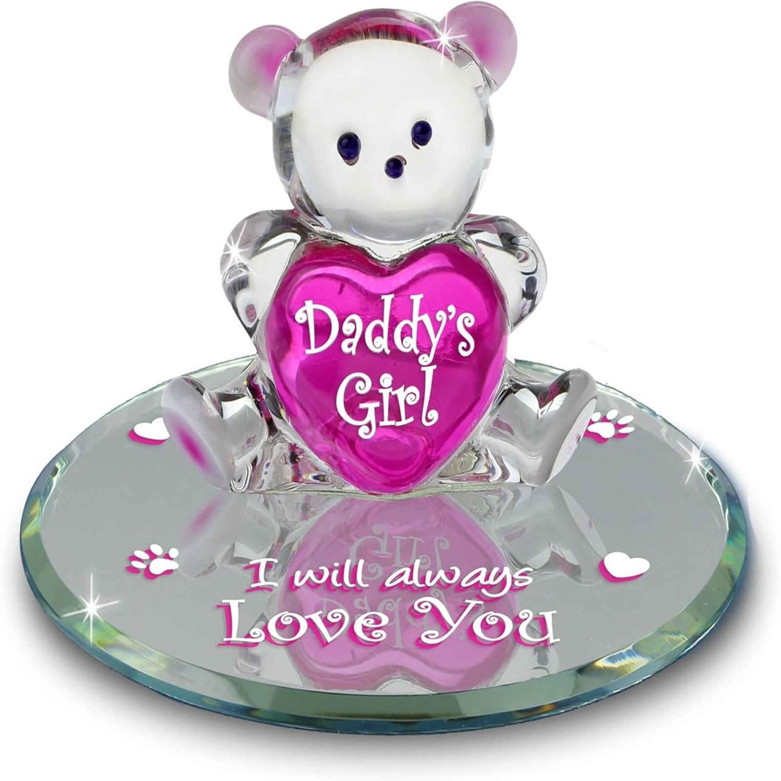 Glass Baron Daddy’s Girl Bear Glass Figurine Hand Blown & Sculpted with Airbrush