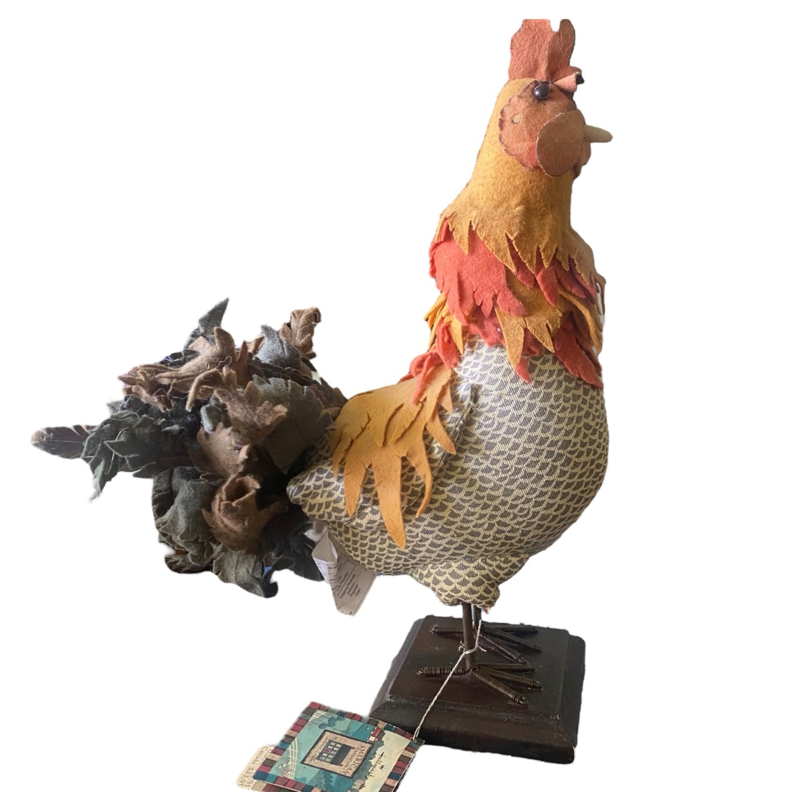 Hallmark Vintage Handmade Craft Rooster Fall Autumn Thanksgiving Colors Country