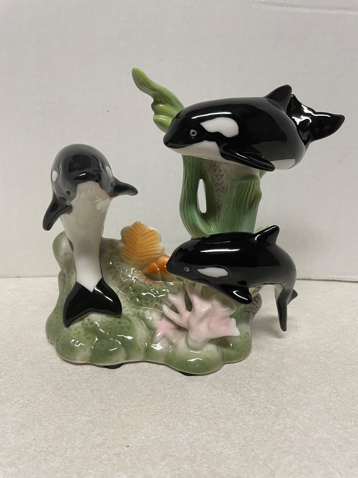 Herco Porcelain/Ceramic Killer Whale Orca Figurine 7″H Ocean Marine Sea Life