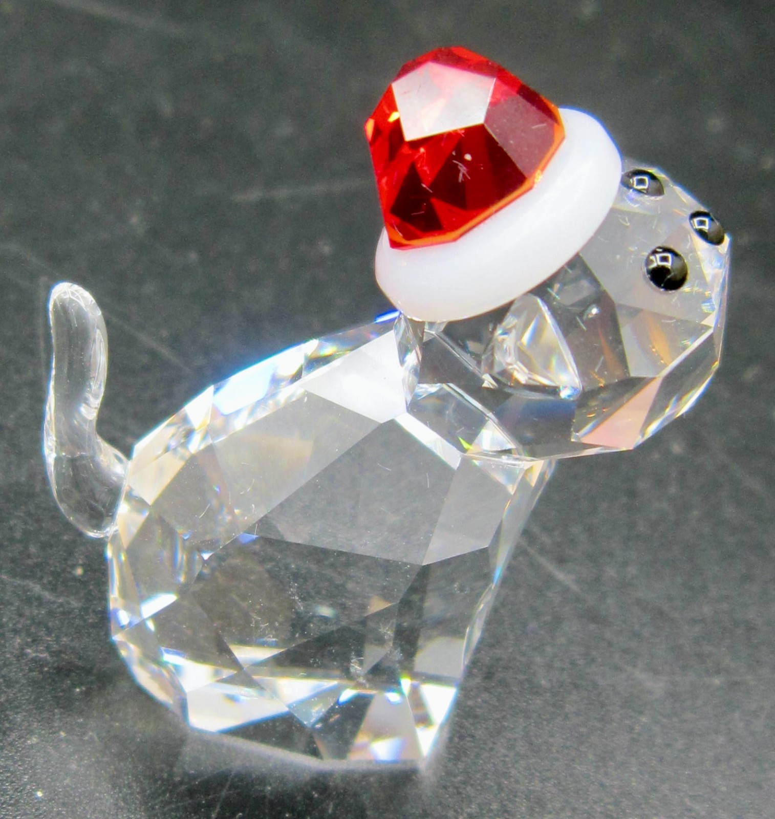 Swarovski Crystal Cat With Santa Hat Figurine (1.25 In.) 9400 -Christmas