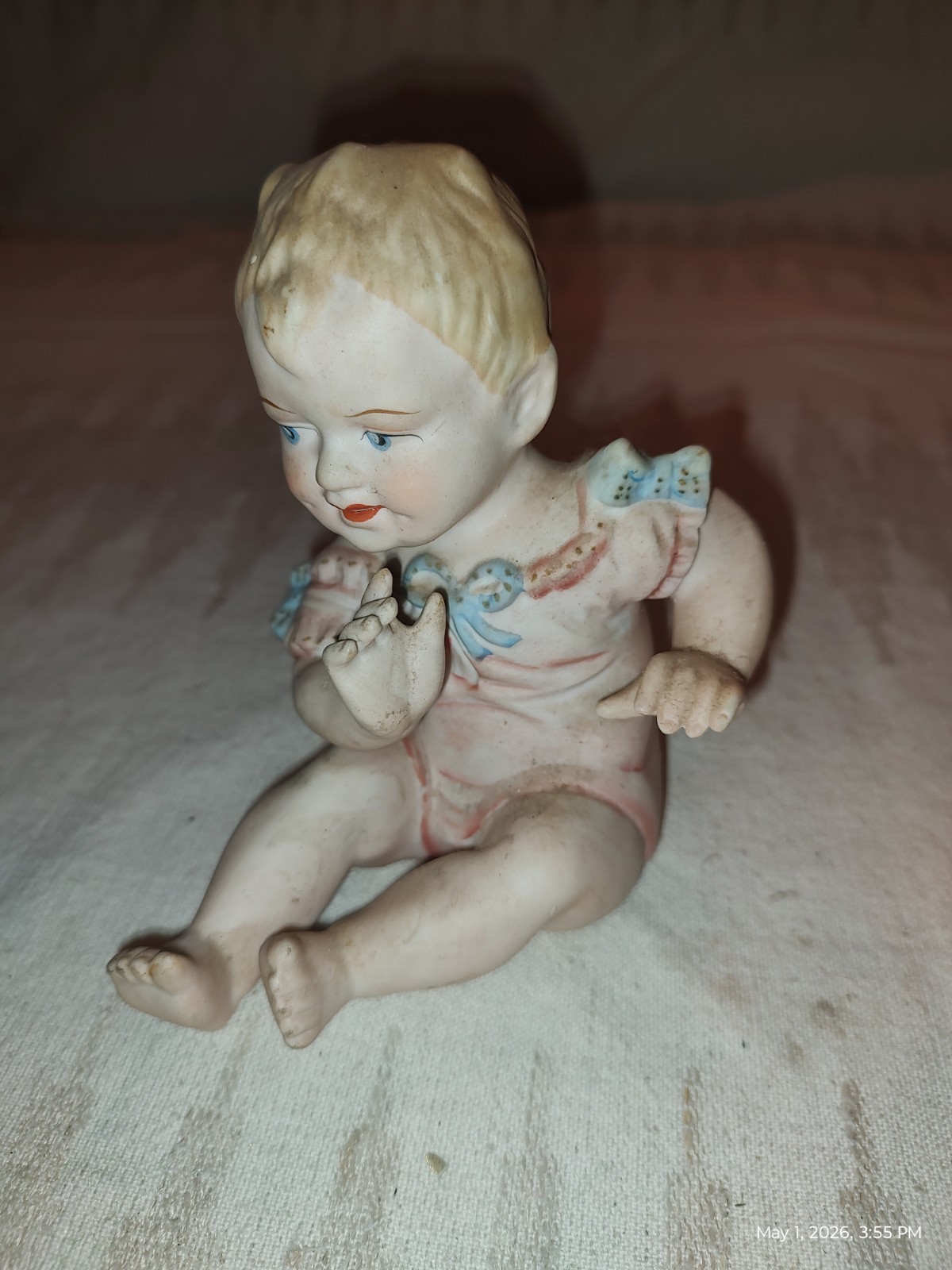 Andrea by Sadek Piano Babies 3 individuals hand painted bisque Mid-century